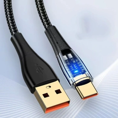 Cáp Sạc Nhanh 100W Đầu Trong Suốt Dây Dù USB to Type C, Type C to Type C 1m Đèn Sáng 8
