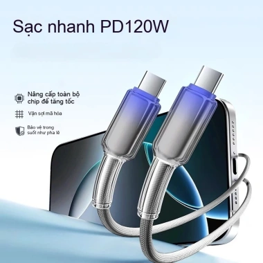Cáp sạc nhanh 120W Type-C pha lê – Tương thích iPhone 17/16/15/14/13/12/11, OPPO, Samsung, Xiaomi – Giá 62.500đ 7