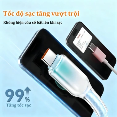 Cáp sạc nhanh 120W TypeC dệt nylon ombre hồng - Bền bỉ cho điện thoại laptop