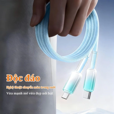 Cáp sạc nhanh 120W TypeC dệt nylon ombre hồng - Bền bỉ cho điện thoại laptop