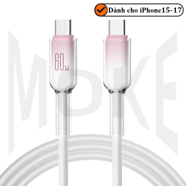 Cáp sạc nhanh 120W TypeC dệt nylon ombre hồng - Bền bỉ cho điện thoại laptop