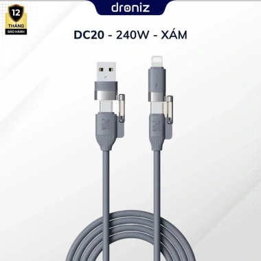 Cáp Sạc Nhanh 240W 4in1 Doni DC20 2m + Chip E‑Marker cho Phone, Laptop, PROMAX 10