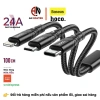 Cáp sạc nhanh 3in1 Hoco DU02 Type‑C/Micro 2.4A dây dũ siêu bền 1.2m cho Smartphone