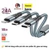 Cáp sạc nhanh 3in1 Hoco DU02 Type‑C/Micro 2.4A dây dũ siêu bền 1.2m cho Smartphone 3