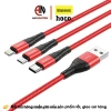 Cáp sạc nhanh 3in1 Hoco DU02 Type‑C/Micro 2.4A dây dũ siêu bền 1.2m cho Smartphone 6