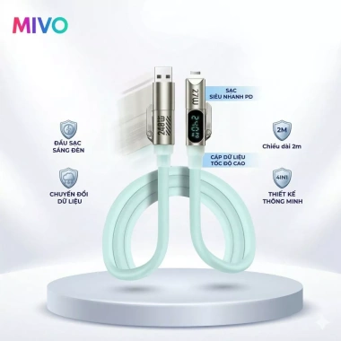 Cáp Sạc Nhanh 4in1 240W Mivo - LED Hiển Thị Công Suất, USB-A, Type-C, LN, Đa Năng, Giá Siêu Tiết Kiệm
