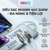 Cáp Sạc Nhanh 4in1 240W Mivo - LED Hiển Thị Công Suất, USB-A, Type-C, LN, Đa Năng, Giá Siêu Tiết Kiệm 4