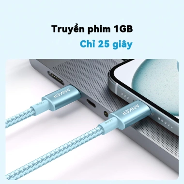 Cáp sạc nhanh Anker 100W Type-C bện nylon 1m/1.8m, hỗ trợ PD cho iPhone 15-17 & Android Giá chỉ 138.000₫ 2