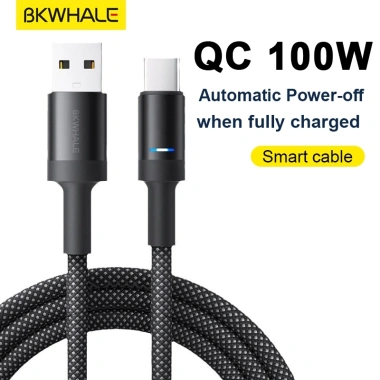 Cáp sạc nhanh BKWHALE 6A 100W Type-C sang Type-C, tắt nguồn thông minh, dây dữ liệu USB-C - Giá chỉ 88.000₫ 10