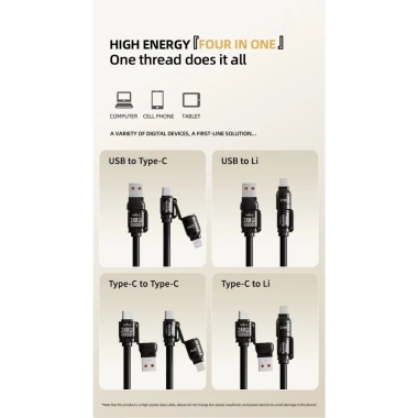 Cáp sạc nhanh BlueWow 4 trong 1 1.5m USB Type-C - Giá ưu đãi 80.000 VND 8 Cáp sạc nhanh BlueWow 4 trong 1 1.5m USB Type-C - Giá ưu đãi 80.000 VND 8