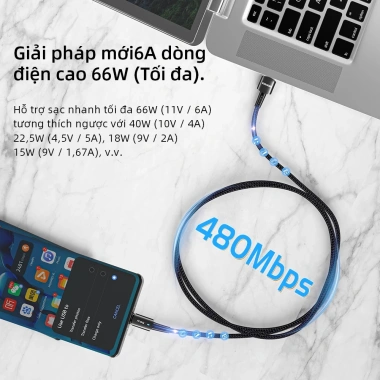 Cáp sạc nhanh Essager 66W 6A USB‑Type C cho Huawei, OPPO, VIVO - Giá chỉ 58.300₫ 5