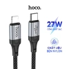 Cáp sạc nhanh Hoco X102 Type‑C 27W chính hãng, bọc dù 1m chống rối, an toàn, bền