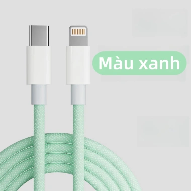 Cáp sạc nhanh PD bọc dù cho iPhone 8‑14 PRM dài 1m‑2m, tốc độ cao, giá chỉ 88.900₫