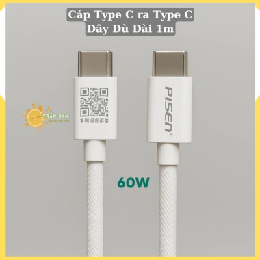 Cáp Sạc Nhanh Pisen 60W Type-C to Type-C 1M Dây Dù Siêu Bền, Tương Thích Android, IP15-16, Giá Ưu Đãi 88.000₫ 8
