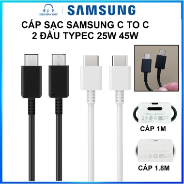 Cáp Sạc Nhanh Samsung C to C 2 đầu - Lỗi 1 đổi 1, bảo hành 6 tháng, chỉ 44.000₫