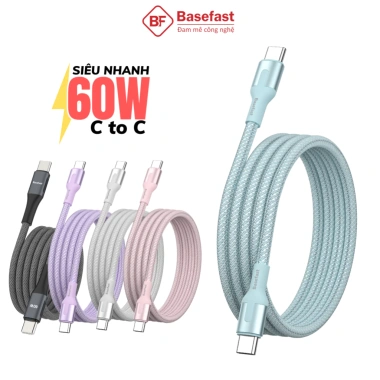 Cáp sạc nhanh Type-C 60W dây dù C-to-C Basefast siêu bền cho Samsung, Xiaomi - 98.000₫