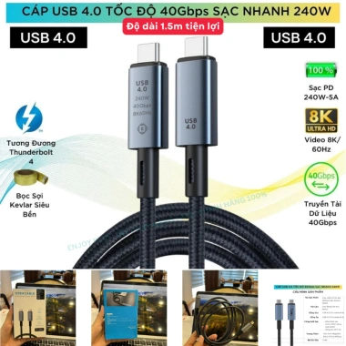 Cáp Sạc Nhanh Type C to C USB4 8K60Hz 40Gbps ENJOY PLUS - Giá chỉ 55.000đ 7 Cáp Sạc Nhanh Type C to C USB4 8K60Hz 40Gbps ENJOY PLUS - Giá chỉ 55.000đ 7