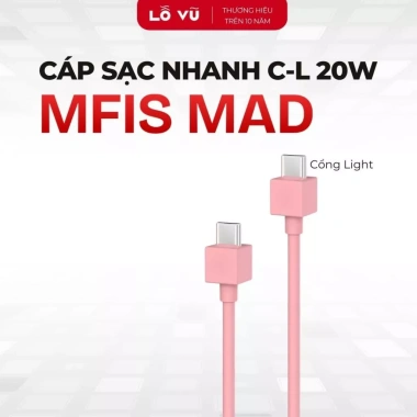 Cáp sạc nhanh Type C to L 20W MFISH MAD 1m - Dùng cho máy 14 series trở xuống, Lỗ Vũ 1, Giá chỉ 49.000đ