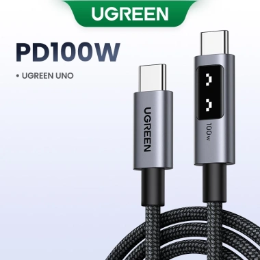 Cáp sạc nhanh UGREEN Uno 100W Type-C E-Marker - Tương thích iPhone 16/15, Samsung S24/S23, iPad, MacBook - 123.444₫