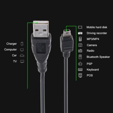 Cáp sạc nhanh USB mini 0.8m 5Pin B cho MP3 MP4 DVR GPS camera kỹ thuật số - Giá 34.320₫ 4