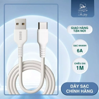 Cáp Sạc Nhanh USB Type C 6A Dây Dài 1m Siêu Bền An Toàn Chống Uốn Gãy Giá 25.000 VND