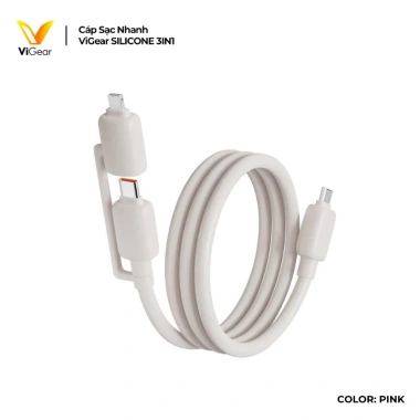 Cáp Sạc Nhanh ViGear 3in1 1.5m 65W C-C 27W C-L Dẻo Bền Dành Cho Phone Laptop 5