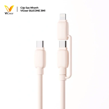Cáp Sạc Nhanh ViGear 3in1 1.5m 65W C-C 27W C-L Dẻo Bền Dành Cho Phone Laptop 7
