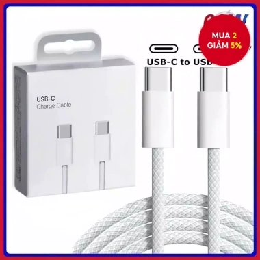 Cáp sạc PD 60W Dual Type C nhanh cho iPhone 15/16/17 Pro Max, iPad, MacBook - 59.400₫