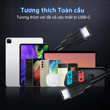 Cáp sạc Type C 60W 3A 1m bọc dù sạc nhanh Samsung Xiaomi Oppo iPhone Giá 29.000₫ 9