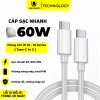 Cáp sạc Type C 60W cho iPhone 15/15 Plus/15 Pro Max - Chống cháy nổ, không loạn cảm ứng, bảo hành 1 đổi 1 - 40.000 VND