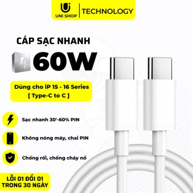 Cáp sạc Type C 60W cho iPhone 15/15 Plus/15 Pro Max - Chống cháy nổ, không loạn cảm ứng, bảo hành 1 đổi 1 - 40.000 VND 10