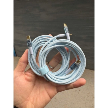 Cáp Sạc Type-C Type-C 100W 2m Trong Suốt, Đầu Mạ Vàng, Chống Rối, Siêu Bền 2