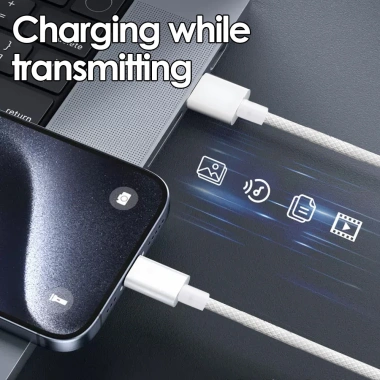 Cáp sạc USB‑C 20W cho iPhone 15 Pro Max & Samsung – Dây dữ liệu tốc độ cao, bím Nylon chống vỡ, tương thích CarPlay