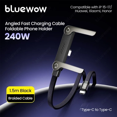 Cáp sạc vô hình Bluewow 240W + chân đế, giá đỡ 2 trong 1, sạc nhanh cho iPhone và Type‑C, chơi game, văn phòng, du lịch ô tô - chỉ 185.900 VND