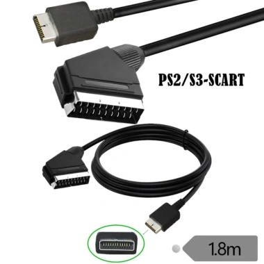 Cáp SCART AV 180cm cho PS1 PS2 PS3 - Tốc độ nhanh, RGB, truyền video và âm thanh, kết nối TV