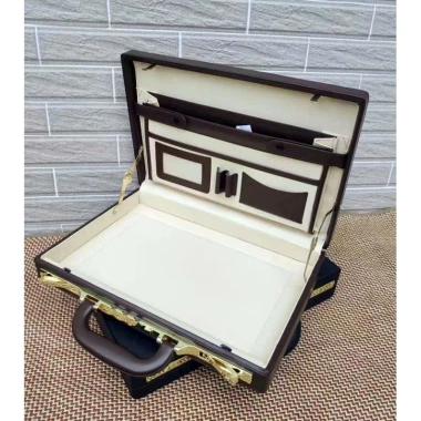 Cặp táp khóa số Doanh nhân 7.731 – Size 38x26x6cm, sang trọng đen & nâu