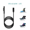Cáp Type C cho Surface Pro 3-6, Go, Book 1-2 - Sạc PD 45/65W 15V, Giá 105.000 VND