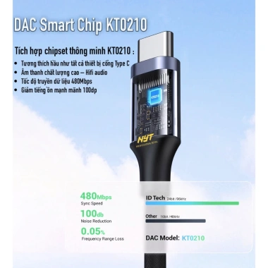 Cáp Type C sang 3.5mm Chip DAC NYT – Nhôm Đen Premium, giá 69.000₫ 4