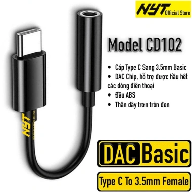 Cáp Type C sang 3.5mm Chip DAC NYT – Nhôm Đen Premium, giá 69.000₫ 7