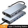 Cáp USB C Hub 11 trong 1 HDMI 4K, RJ45 LAN, VGA, PD, SD/TF, AUX 3.5mm - 308.000₫