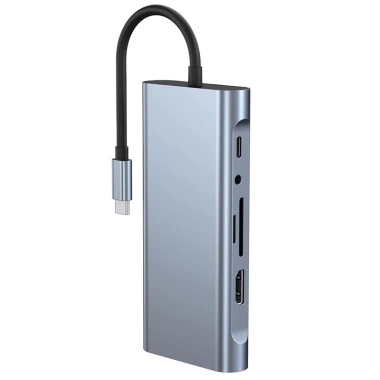 Cáp USB C Hub 11 trong 1 HDMI 4K, RJ45 LAN, VGA, PD, SD/TF, AUX 3.5mm - 308.000₫