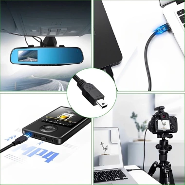 Cáp USB Mini 1M/1.5M 480Mbps 5 Pin B Dữ liệu và Sạc Camera, MP3, MP4 Giá 41.000₫ 3