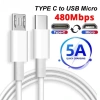 Cáp USB Type C sang Micro 5A sạc nhanh OTG cho Samsung Huawei Dây dữ liệu di động 4