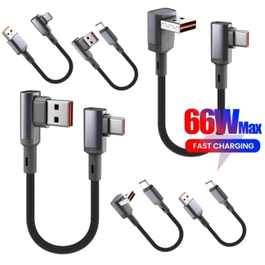 Cáp USB Type‑C 90° 66W 6A Sạc Nhanh Dữ Liệu 0.15‑0.5m Khuỷu Tay Ngân Hàng Điện