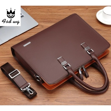 Cặp văn phòng cao cấp Fsd.Wg da PU chống nước, laptop 14'', màu Đen/Nâu/Xanh - 735k 5