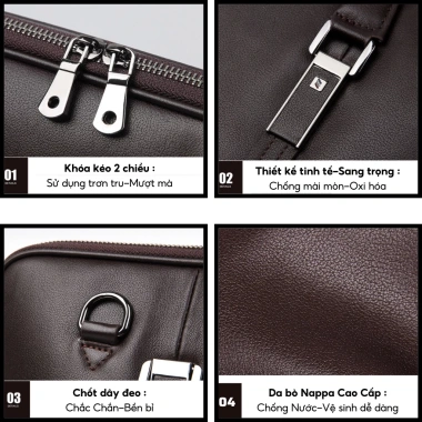 Cặp Văn Phòng JMD - Da Bò Thật, Laptop 14 inch, Chống Nước, Vệ sinh Dễ Dàng, 2.78 Triệu