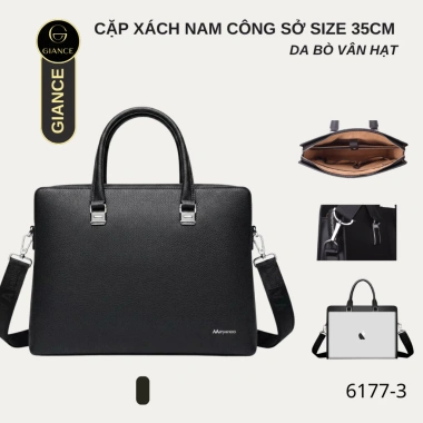 Cặp xách công sở nam da bò dập vân hạt 35cm laptop 14 inch - Giá 1,500,000₫ QCCC