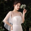 Capelet Khăn Choàng Sheer Tulle Ngọt Trai Hạt Trắng Vintage Dài Thấp 106k 4