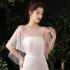 Capelet Khăn Choàng Sheer Tulle Ngọt Trai Hạt Trắng Vintage Dài Thấp 106k 5
