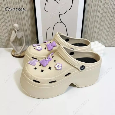 CAPUBEW Dép Lỗ Nữ Gắn Hoa Eva Dễ Tháo Đế Mềm Chống Trượt Thoáng Khí - 272k